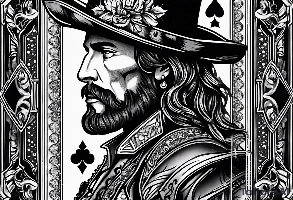 Western playing card tattoo with skeleton on it tattoo idea