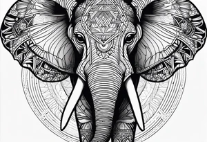 A women’s eye with line work surrounding it and incorporating an elephant tattoo idea