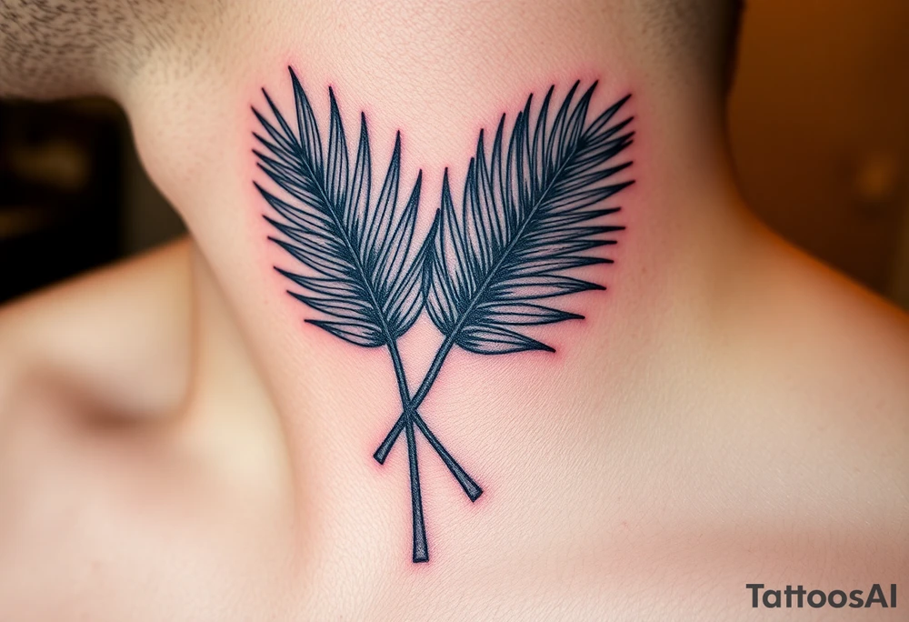 large woven palm leaves tattoo idea