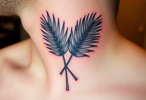 large woven palm leaves tattoo idea