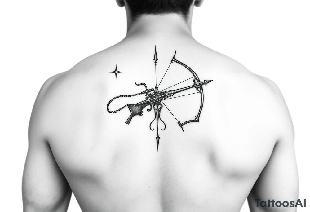 male arm, Sagittarius tattoo idea