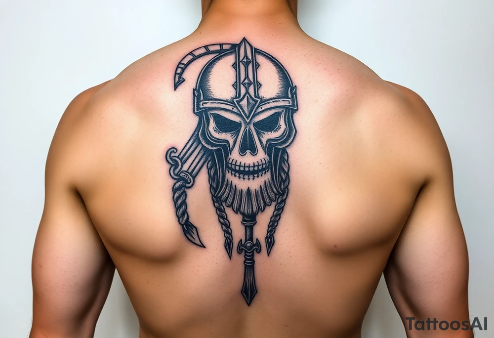 Slavyk bogatyr with helmet tattoo idea