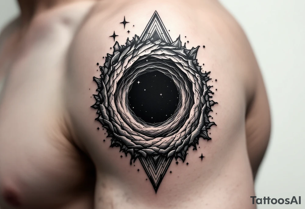 2 different worlds on both sides of a black hole tattoo idea