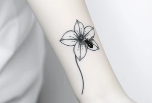 Trillium with a bumble bee hovering near it tattoo idea