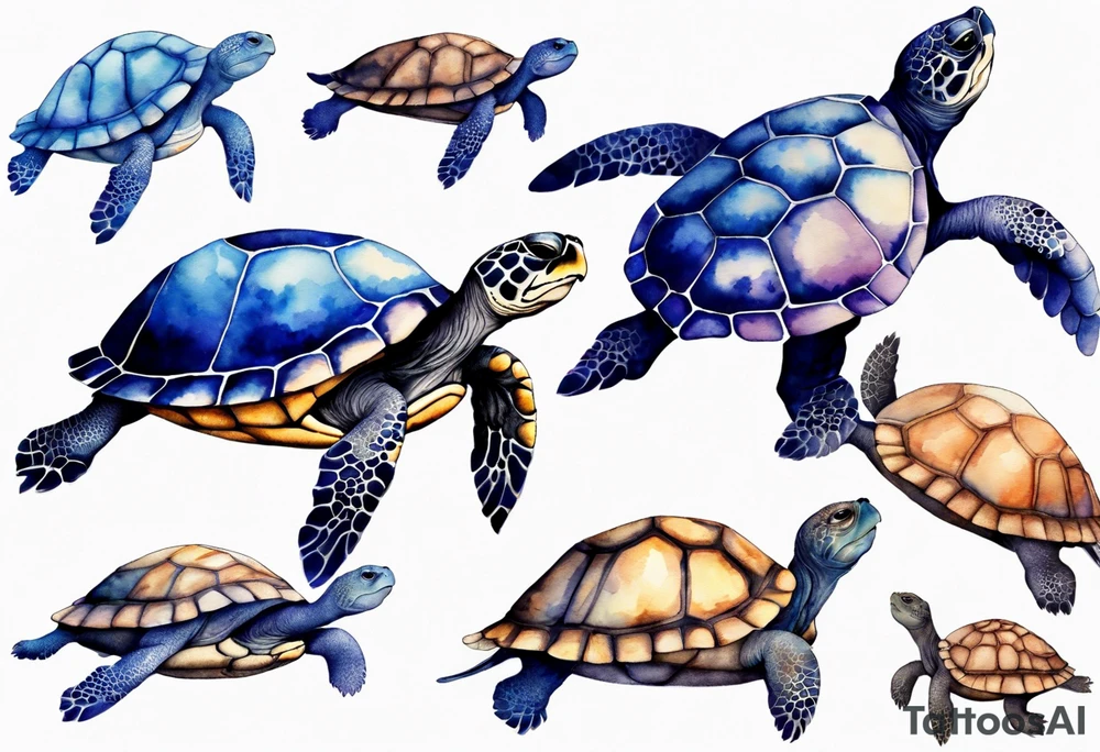 a turtle with indigo fur tattoo idea
