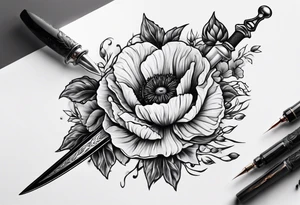 Dagger with poppies tattoo idea