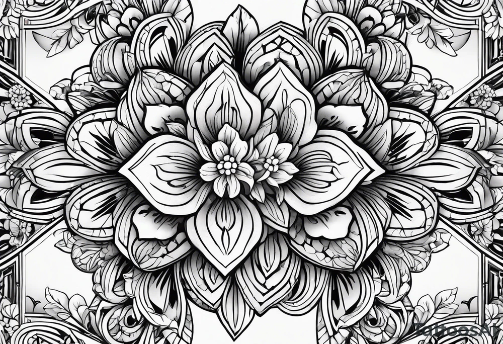 Épaule fleurs  losange tattoo idea