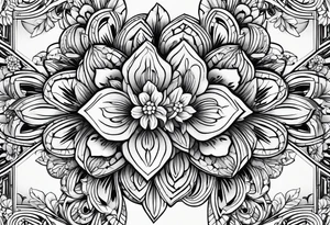 Épaule fleurs  losange tattoo idea