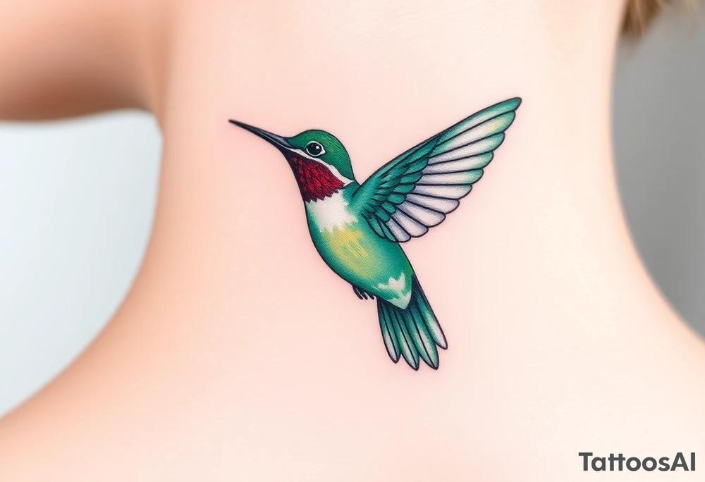 Humming bird black and green tattoo idea