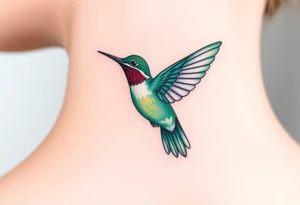 Humming bird black and green tattoo idea