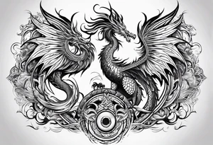 majestic  dragon and phoenix  in harmony and balance tattoo tattoo idea