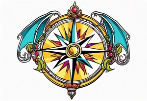 Queen compass dragon crown tattoo idea