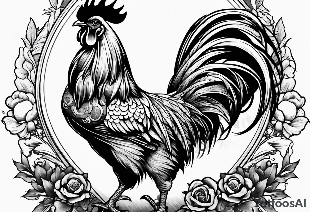 rooster holding a machine gun tattoo idea