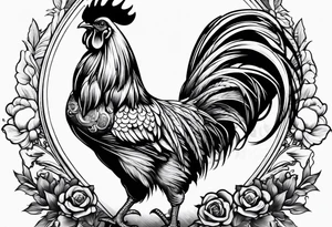 rooster holding a machine gun tattoo idea