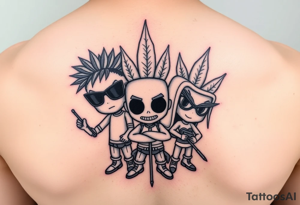 Cartoon characters high off weed tattoo idea