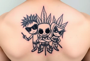 Cartoon characters high off weed tattoo idea
