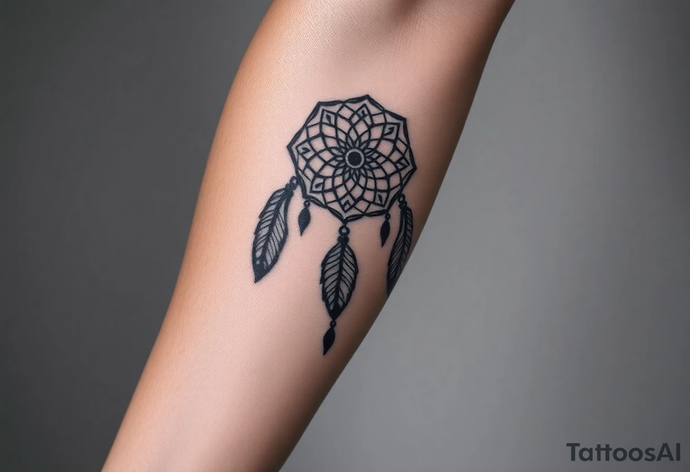 dreamcatcher, with feathers, authentic tattoo idea