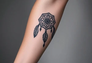 dreamcatcher, with feathers, authentic tattoo idea