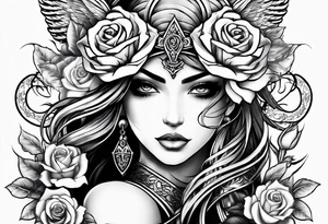 symbol for warrior  , with roses tattoo idea