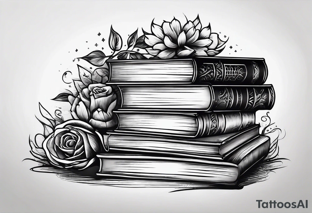 Stack of books tattoo idea
