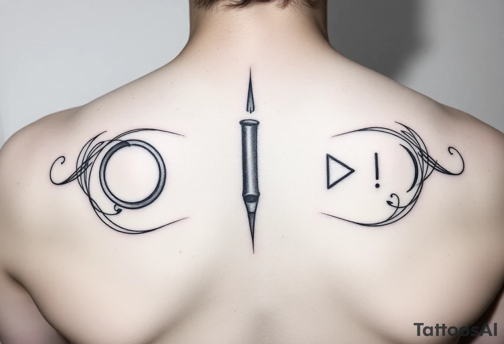 Line tattoo of play, pause, stop rewind, with mental awareness for a woman tattoo idea