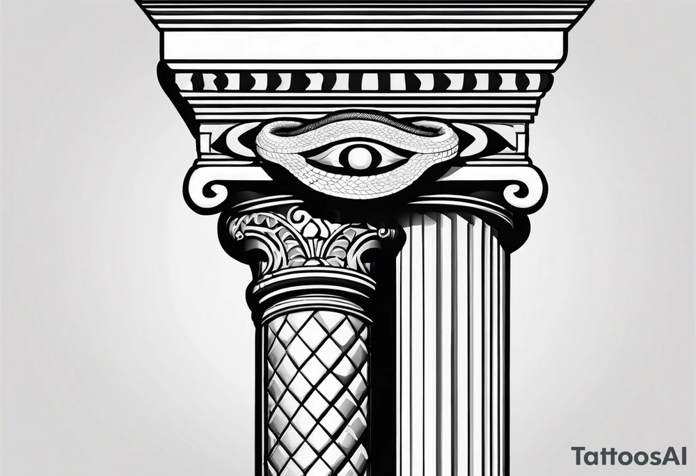 A grecque column with a snake climbing tattoo idea