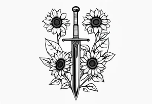 sword with sunflowers on it tattoo idea