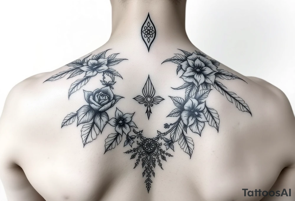 Female full back tattoo garden of eden tattoo idea