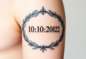 (roman numerals 10.10.2002) inside of laurel crown in an ancient roman styles tattoo idea