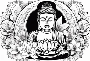 buddha and lilies tattoo idea