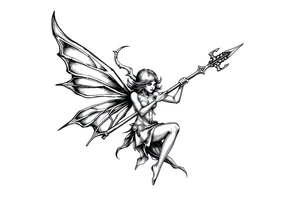 Dark fairy with weapon tattoo idea