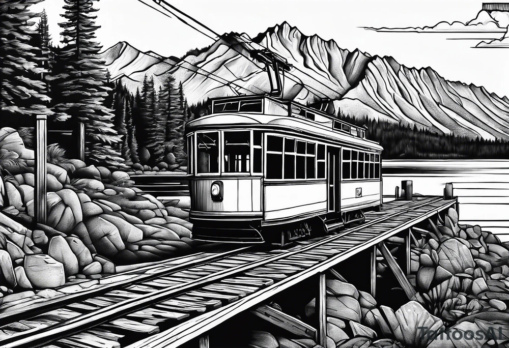 palisades tahoe
 tram face showing tram and lake in the background tattoo idea