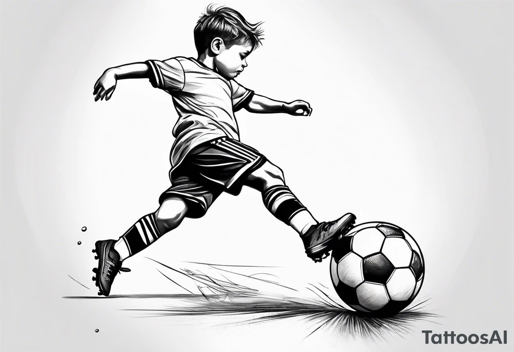Little boy playing soccer tattoo idea