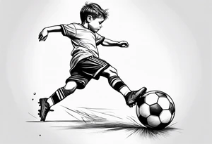 Little boy playing soccer tattoo idea