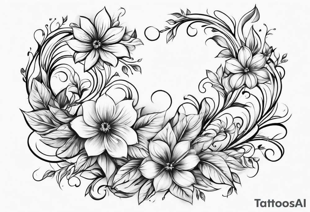 Curved floral leaves; s-shape tattoo idea