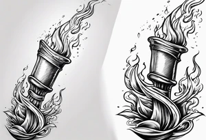 Flaming torch melting into water tattoo idea