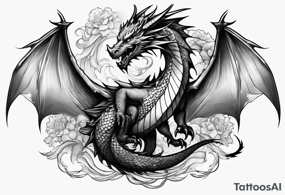 dragon flying tattoo idea