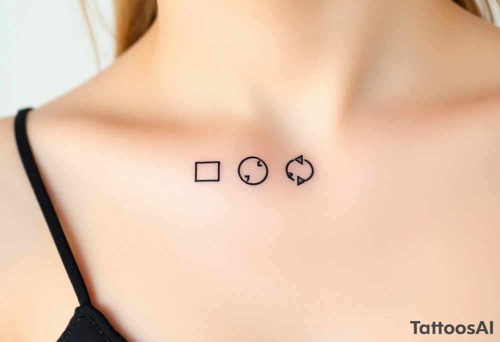 a play symbol, a pause symbol, a stop symbol , and a rewind symbol, a paper plane tattoo idea