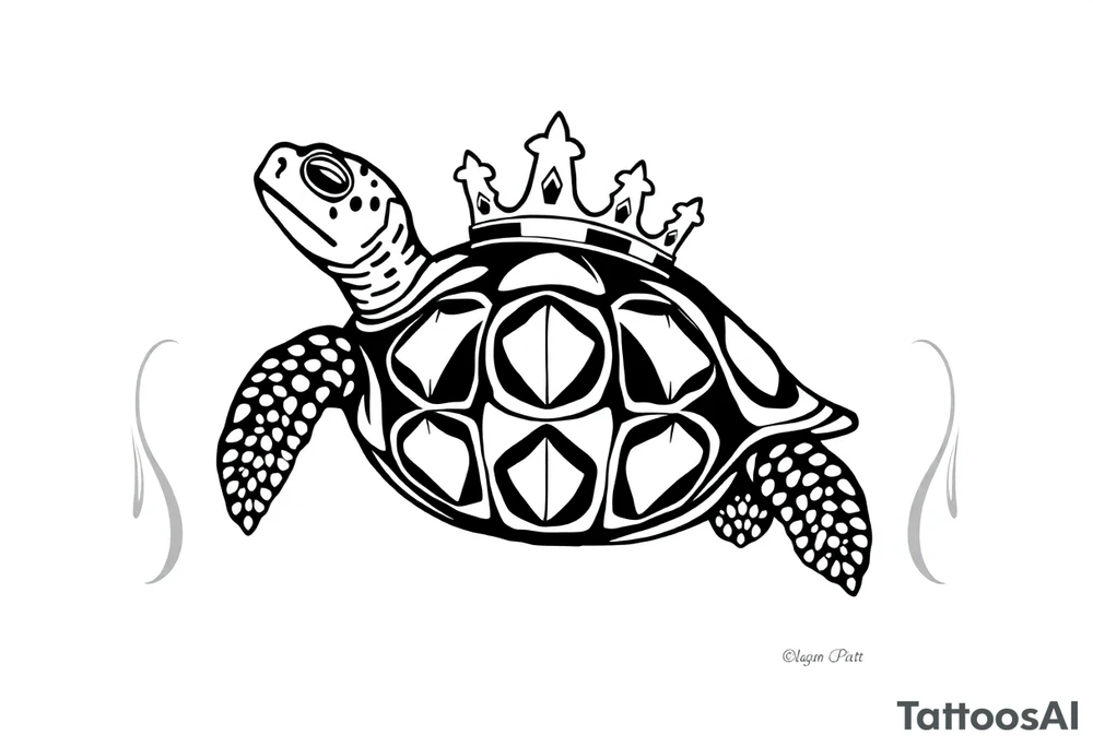 Turtle with crown tattoo idea