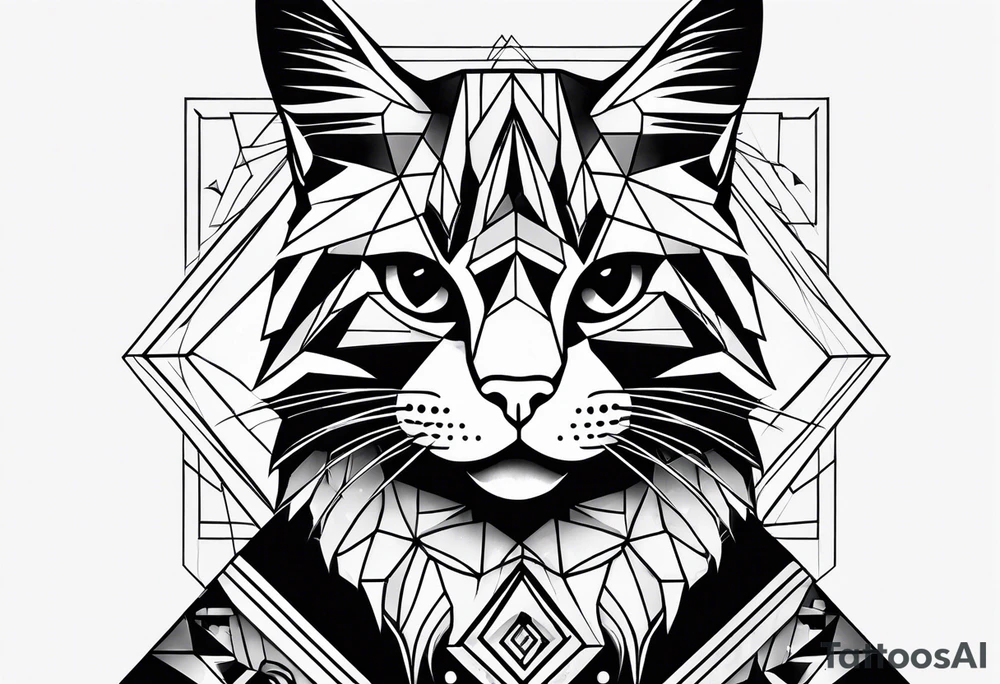 geometric cat tattoo idea