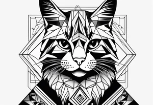 geometric cat tattoo idea