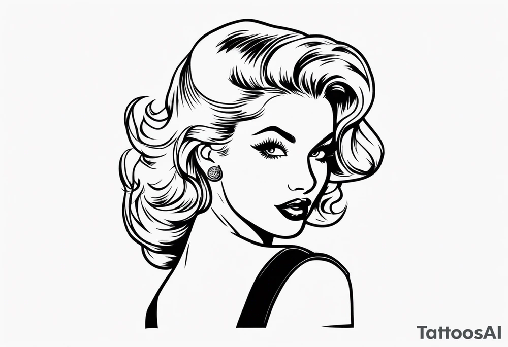 American Traditional pinup girl with blonde hair tattoo idea