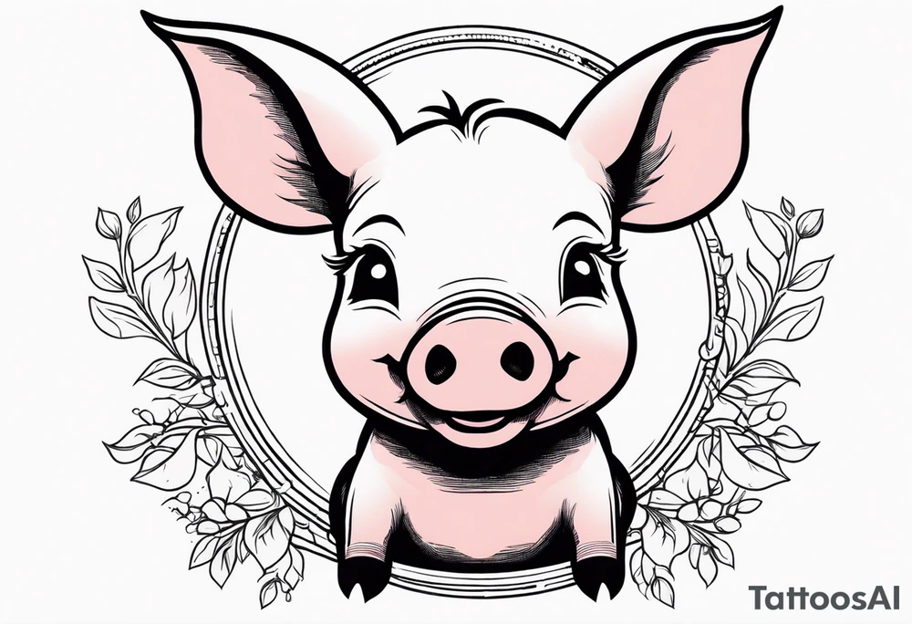 cute piglet.
with text: "friends not food" tattoo idea