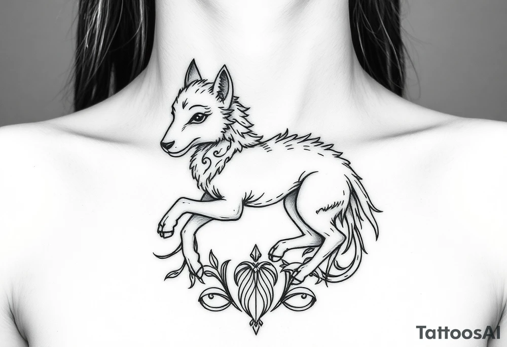 A  sheepwolf growlingas a mystical creature tattoo idea