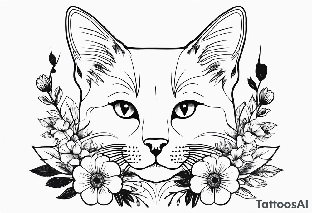 Make me a cat with fine features with flowers around it tattoo idea Make me a cat with fine features with flowers around it tattoo idea