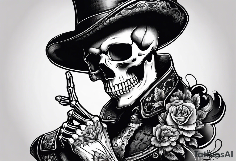 skeleton giving the finger tattoo idea