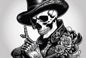 skeleton giving the finger tattoo idea