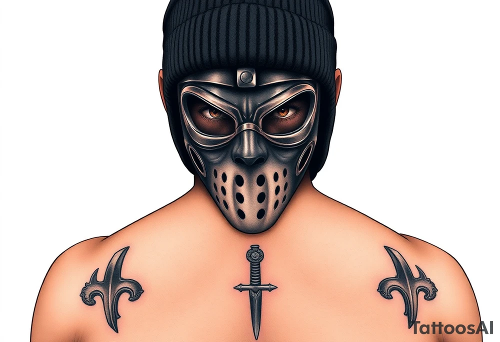 Ski mask grills Thug character rob another character tattoo idea