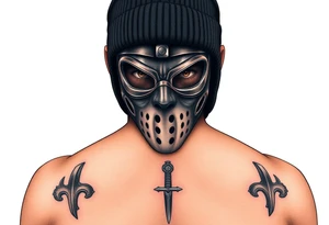 Ski mask grills Thug character rob another character tattoo idea