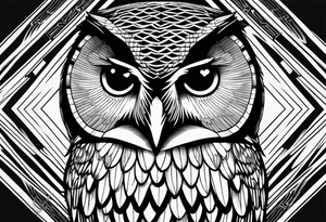 barred owl in flight face on tattoo idea